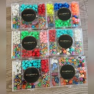 6x Random Beadtopia Colorful Bead Set Letters Shapes Colors Crafts Art New